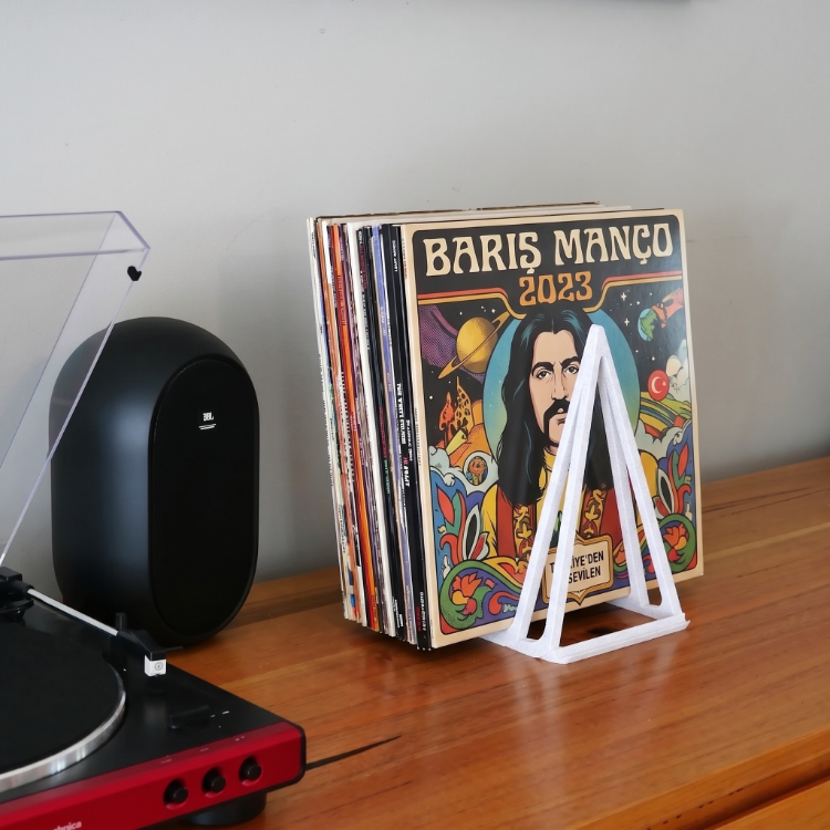 Triad Modern Plak Standı - Siyah - Masaüstü Dekoratif Plaklık LP ve Vinil Düzenleyici - Siyah