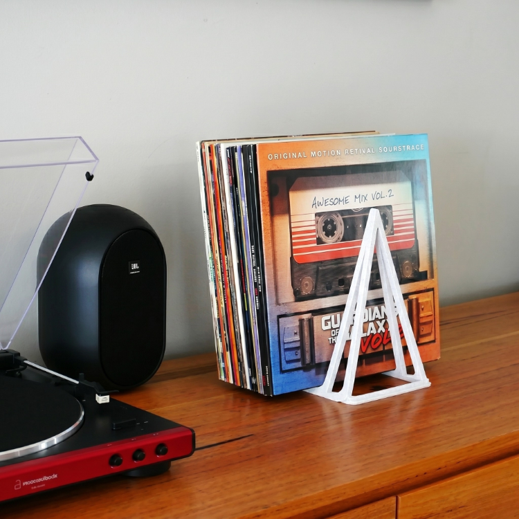 Triad Modern Plak Standı - Siyah - Masaüstü Dekoratif Plaklık LP ve Vinil Düzenleyici - Siyah