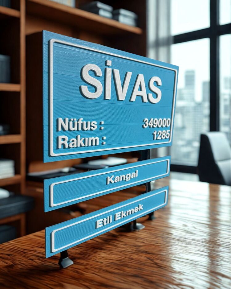 Sivas Şehir Giriş Tabelası 3D Masaüstü Biblo