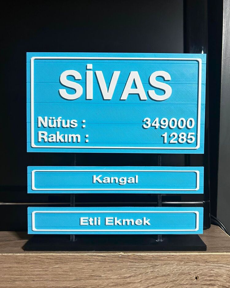 Sivas Şehir Giriş Tabelası 3D Masaüstü Biblo