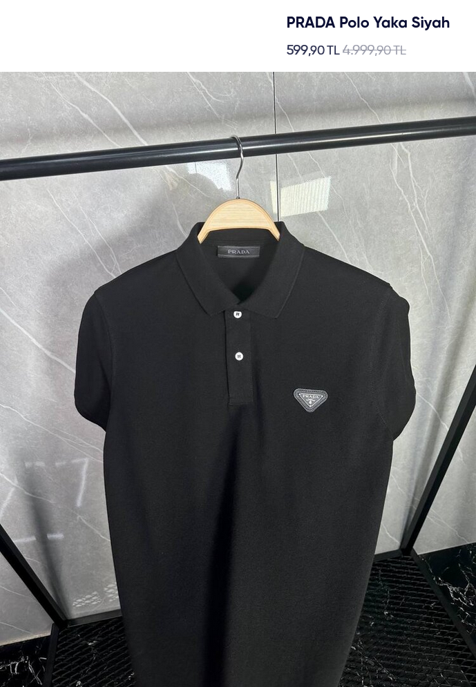 Prada Polo Yaka Siyah Tshirt