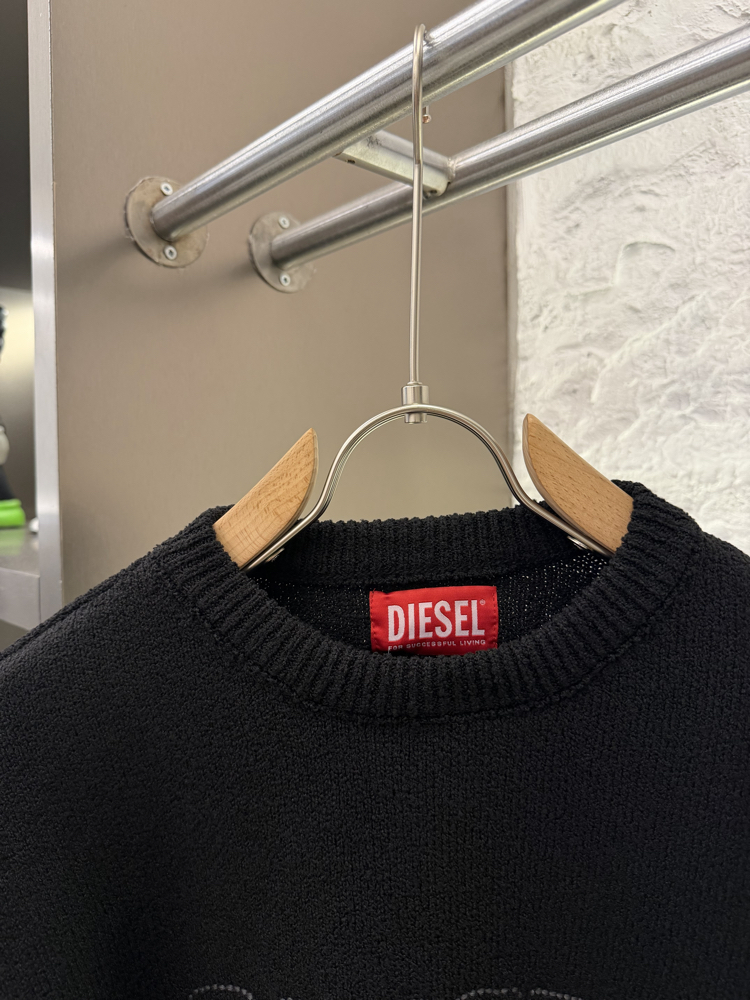 Diesel Premium %100 Pamuk Triko Kazak Siyah
