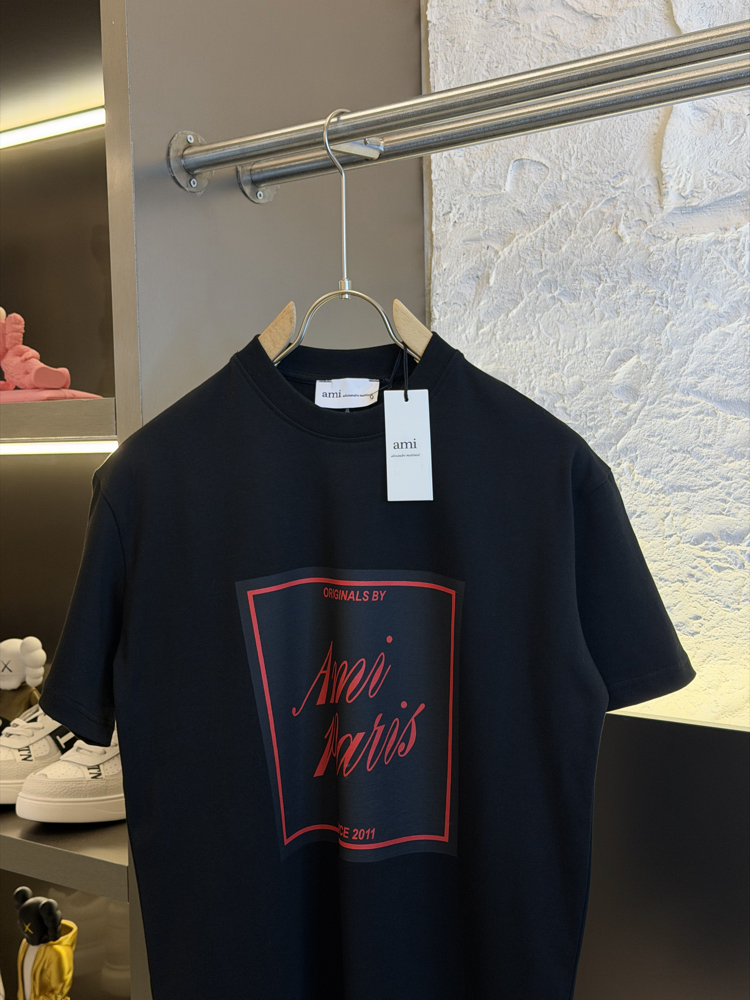 Ami Paris Logo Appliquéd %100 Cotton Tshirt