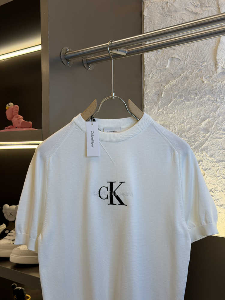 Calvin Klein Logo Appliquéd %100 Cotton Knitwear