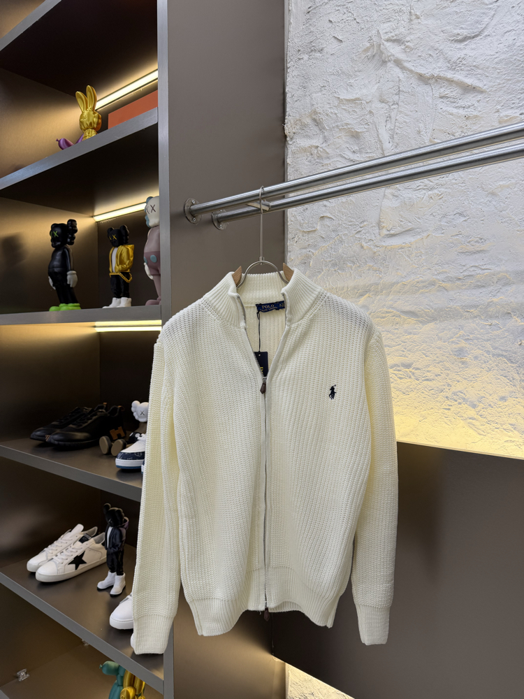 Ralph Lauren İthal Full Zip Örme Triko Hırka (Beyaz)