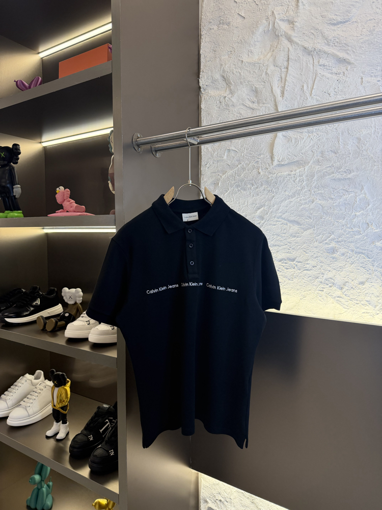 Calvin Klein Logo Appliquéd %100 Cotton Polo Tshirt Siyah