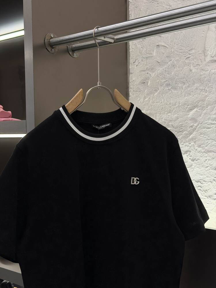 Dolce Gabbana Logo Appliquéd %100 Cotton Tshirt