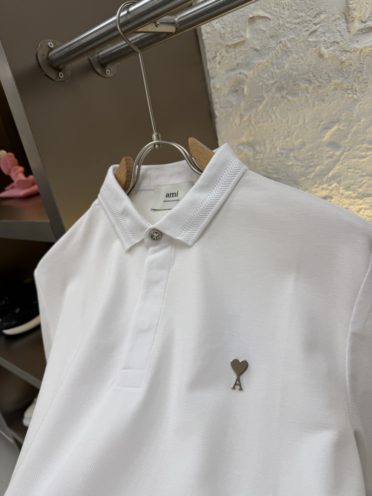 Ami Paris Logo Appliquéd %100 Cotton Polo Tshirt