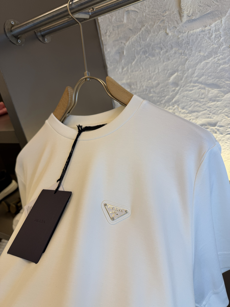 Prada Milano Logo Appliquéd %100 Cotton Tshirt