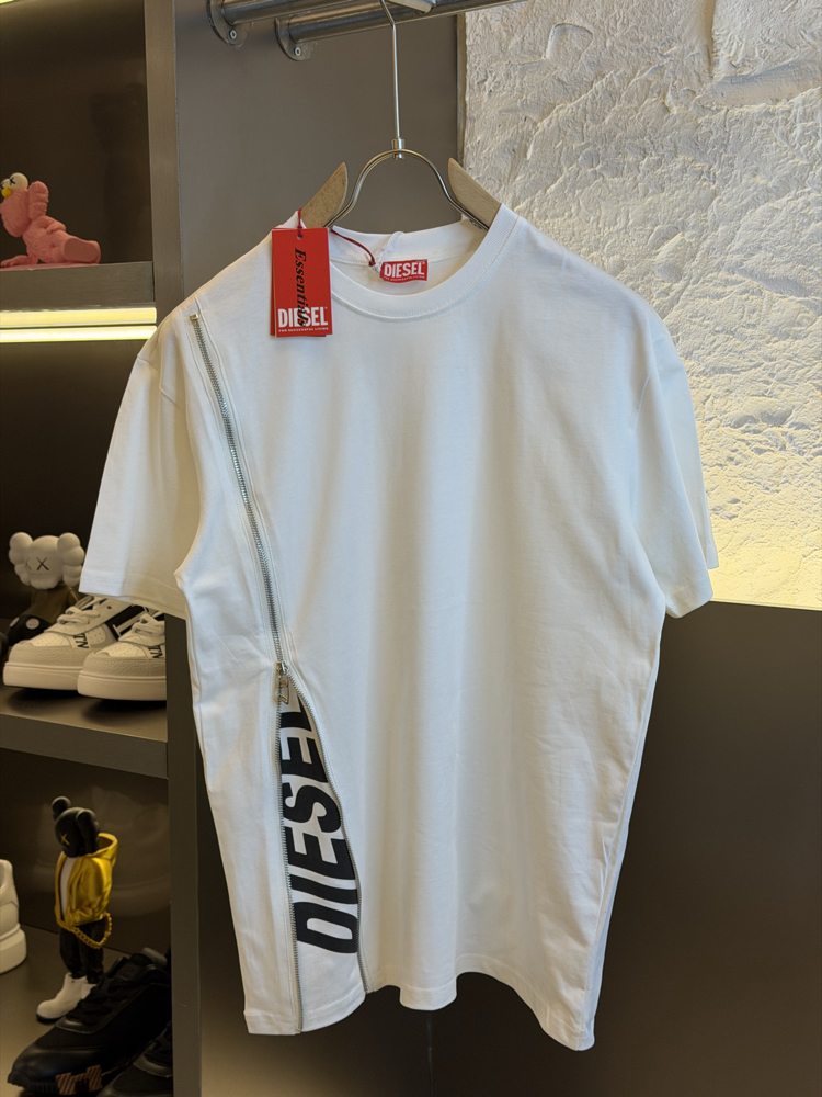 Diesel Logo Appliquéd %100 Cotton Tshirt