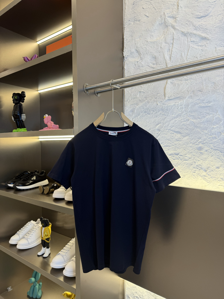Moncler Logo Appliquéd %100 Cotton Tshirt Lacivert