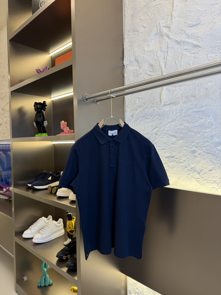 Les Benjamins Logo Appliquéd %100 Cotton Polo Tshirt Lacivert