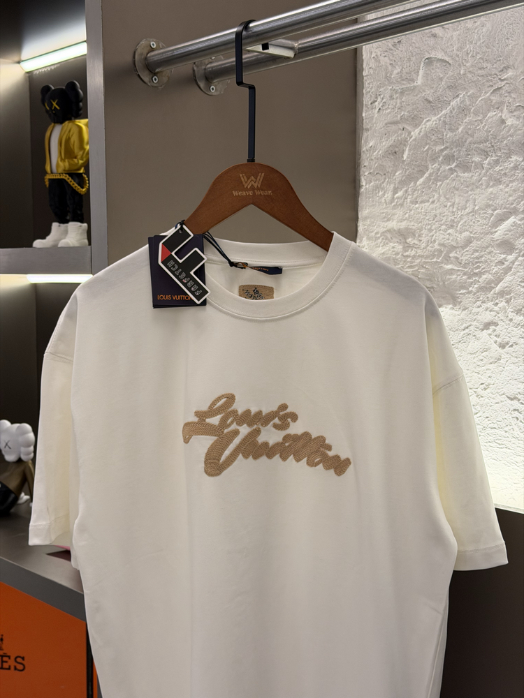 Louis Vuitton Logo Appliquéd %100 Cotton Tshirt