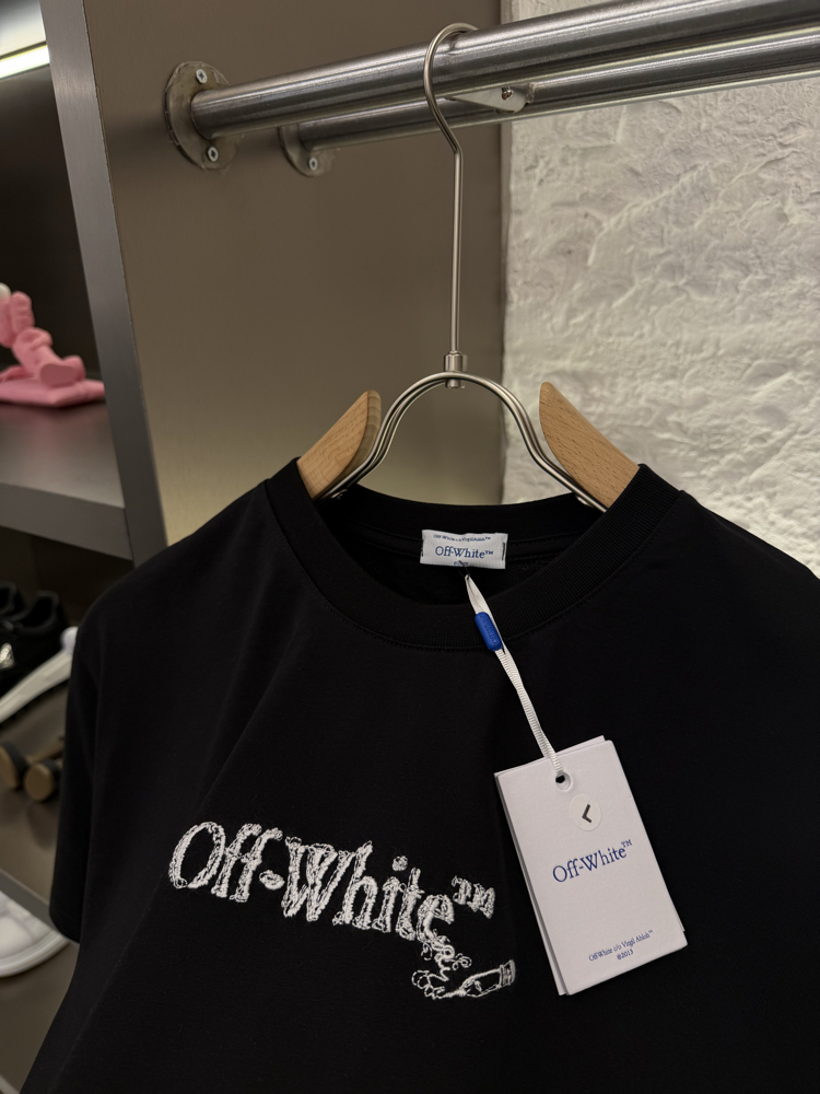 Off White Logo Appliquéd %100 Cotton Tshirt