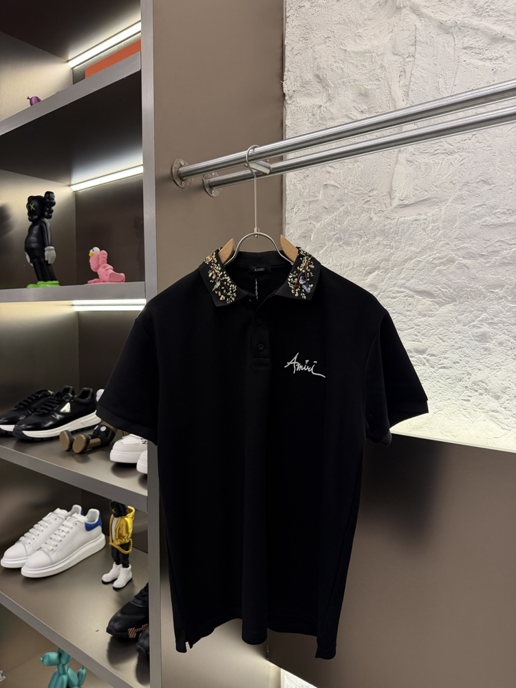 AMIRI Logo Appliquéd %100 Cotton Polo Tshirt