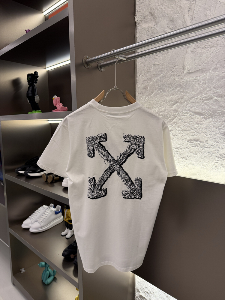 Off White Logo Appliquéd %100 Cotton Tshirt