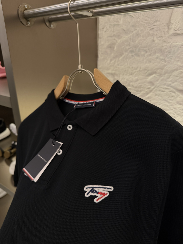 Tommy H. Logo Appliquéd %100 Cotton Polo Tshirt