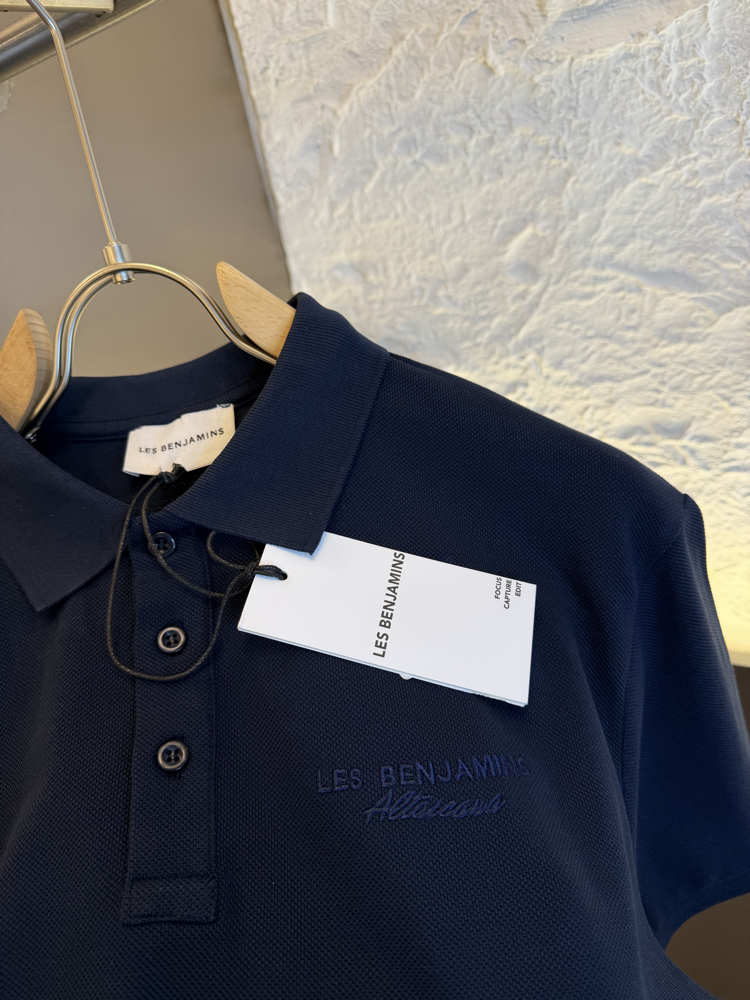 Les Benjamins Logo Appliquéd %100 Cotton Polo Tshirt Lacivert