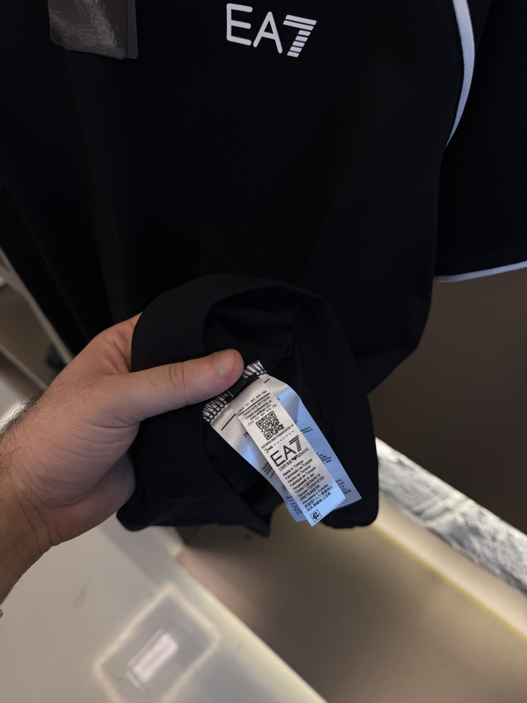 Emporio Armani Logo Appliquéd %100 Cotton Tshirt Siyah