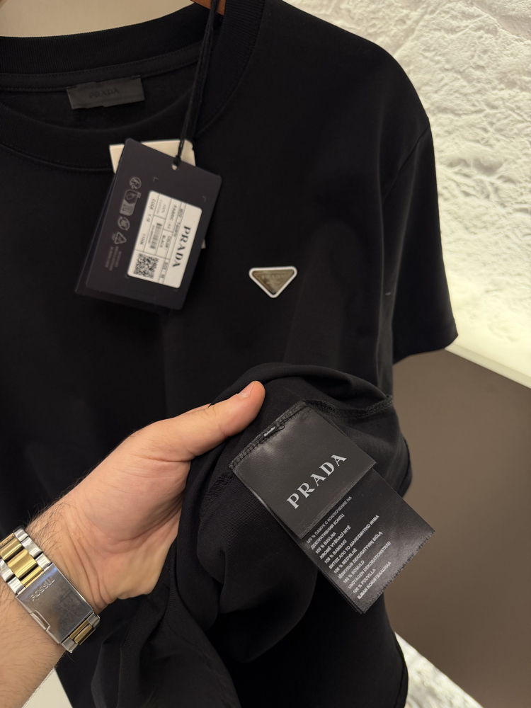Prada Milano Logo Appliquéd %100 Cotton Tshirt