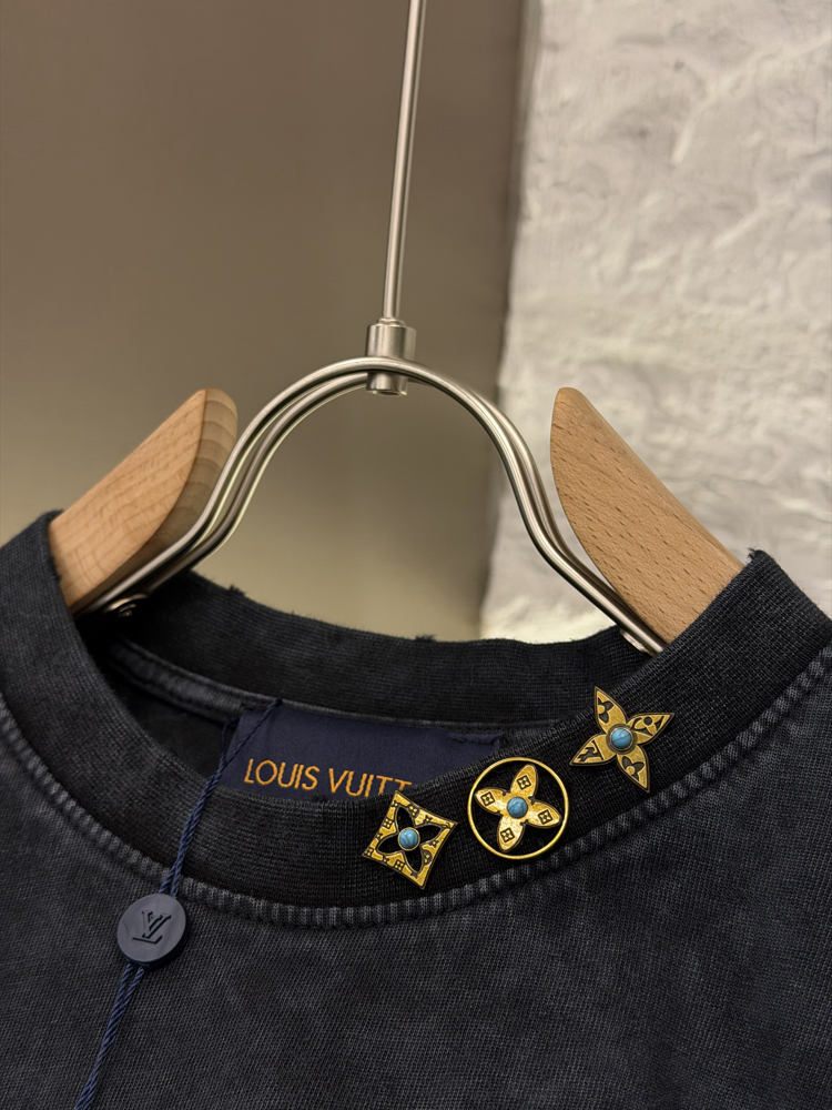 Louis Vuitton Logo Appliquéd %100 Cotton Tshirt