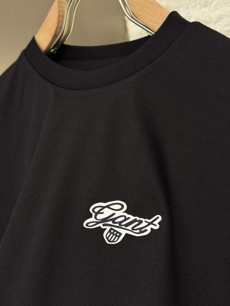 GANT Logo Appliquéd %100 Cotton Tshirt Siyah