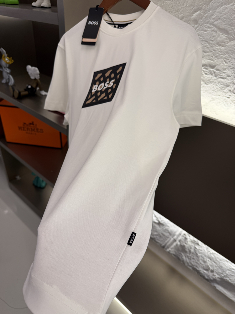 BOSS Logo Appliquéd %100 Cotton Tshirt