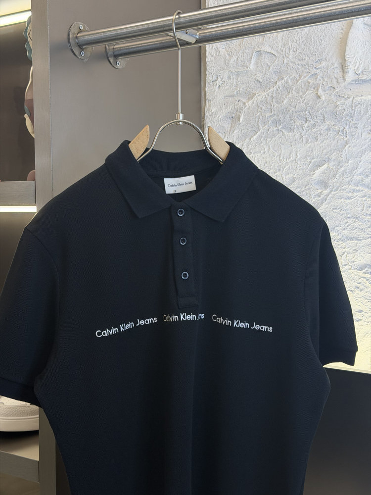 Calvin Klein Logo Appliquéd %100 Cotton Polo Tshirt Siyah