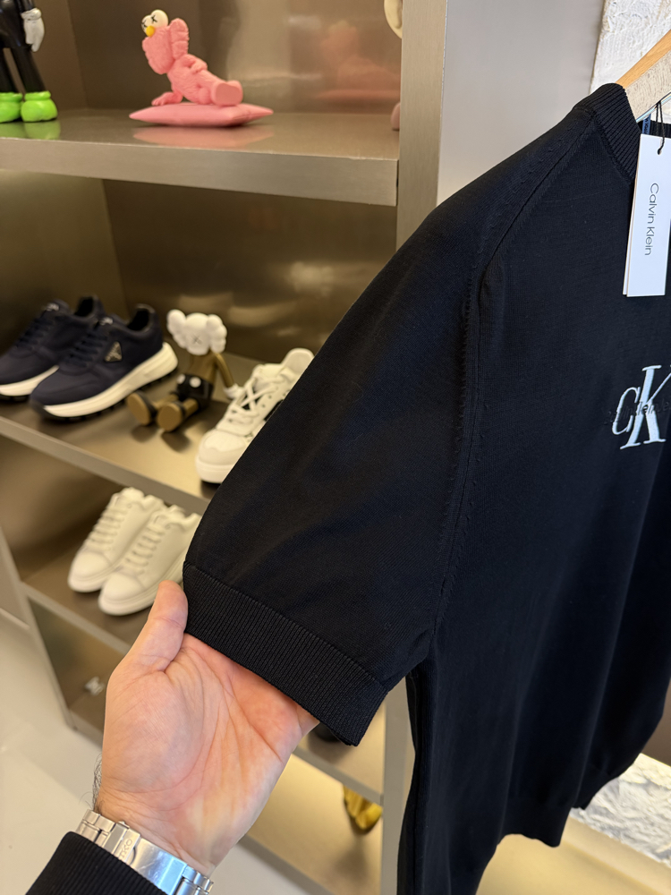 Calvin Klein Logo Appliquéd %100 Cotton Knitwear