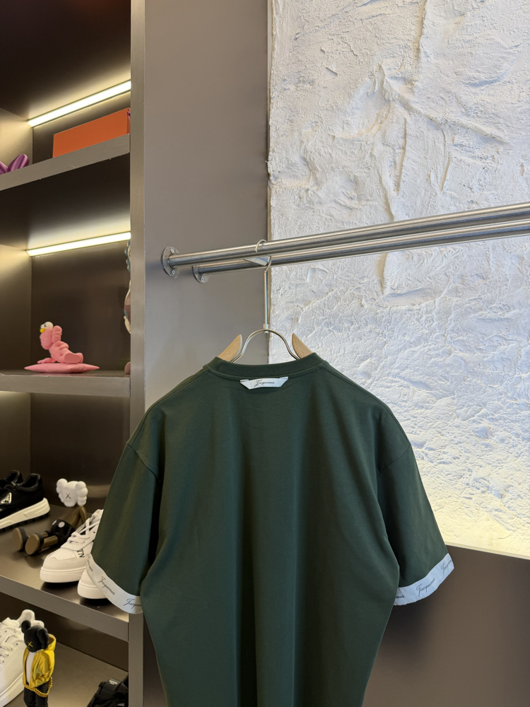 Jacquemus Logo Appliquéd %100 Cotton Tshirt Haki