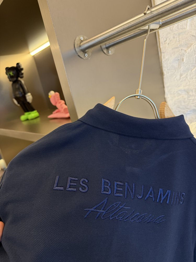 Les Benjamins Logo Appliquéd %100 Cotton Polo Tshirt Lacivert