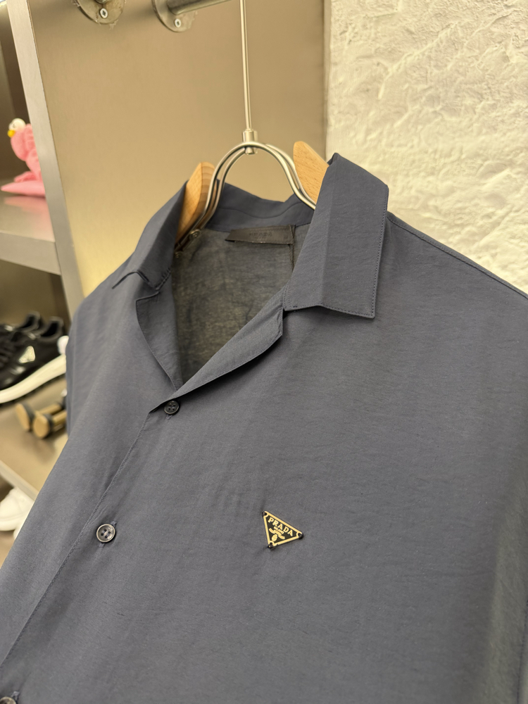 Prada Milano İthal Logo Appliquéd Shirt Gömlek Lacivert