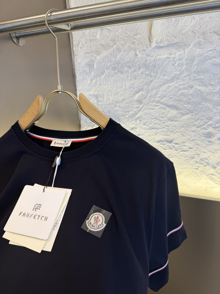 Moncler Logo Appliquéd %100 Cotton Tshirt Lacivert