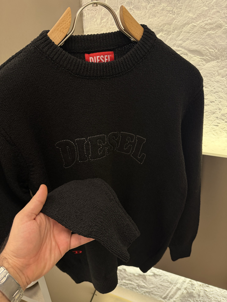 Diesel Premium %100 Pamuk Triko Kazak Siyah