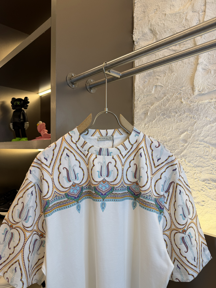 Etro Milano Logo Appliquéd %100 Cotton Tshirt