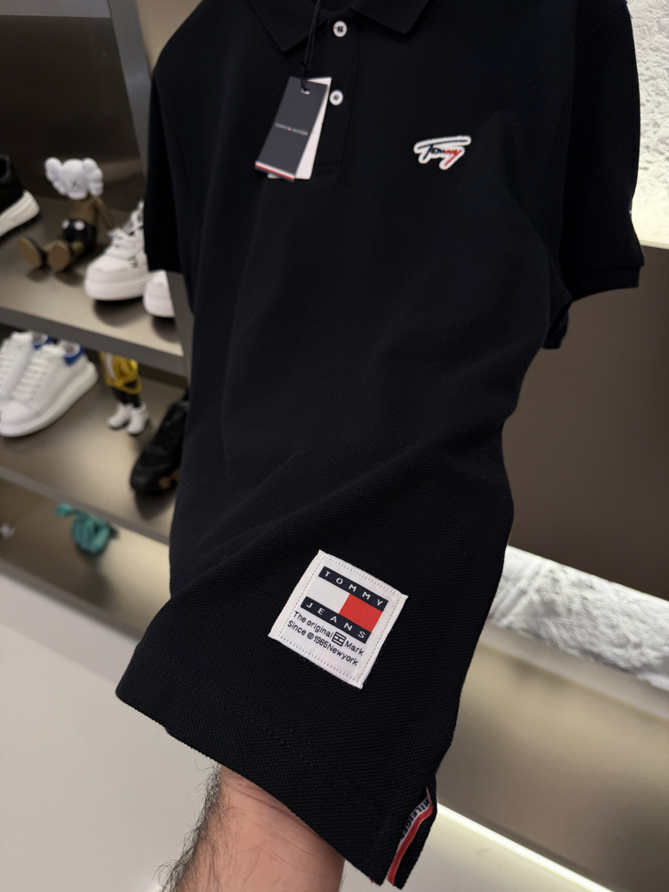 Tommy H. Logo Appliquéd %100 Cotton Polo Tshirt