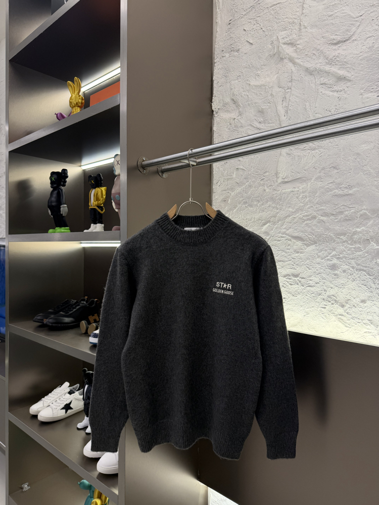Golden Goose Premium %100 Pamuk Triko Kazak Antrasit
