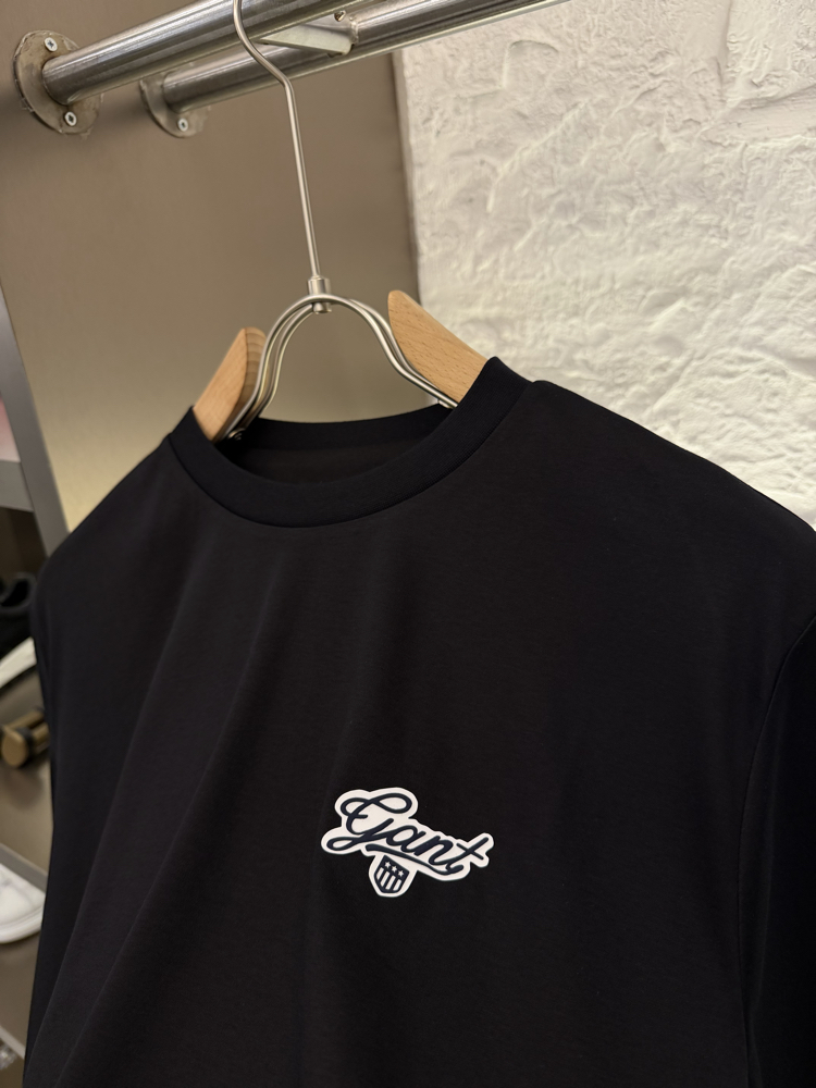 GANT Logo Appliquéd %100 Cotton Tshirt Siyah
