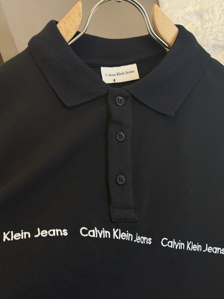 Calvin Klein Logo Appliquéd %100 Cotton Polo Tshirt Siyah