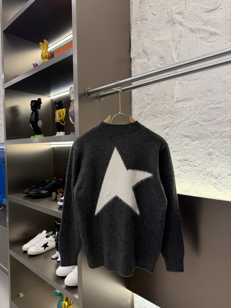 Golden Goose Premium %100 Pamuk Triko Kazak Antrasit