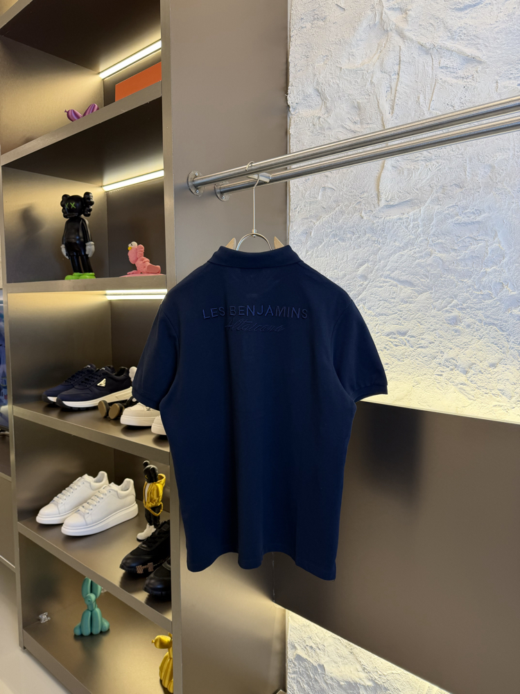 Les Benjamins Logo Appliquéd %100 Cotton Polo Tshirt Lacivert
