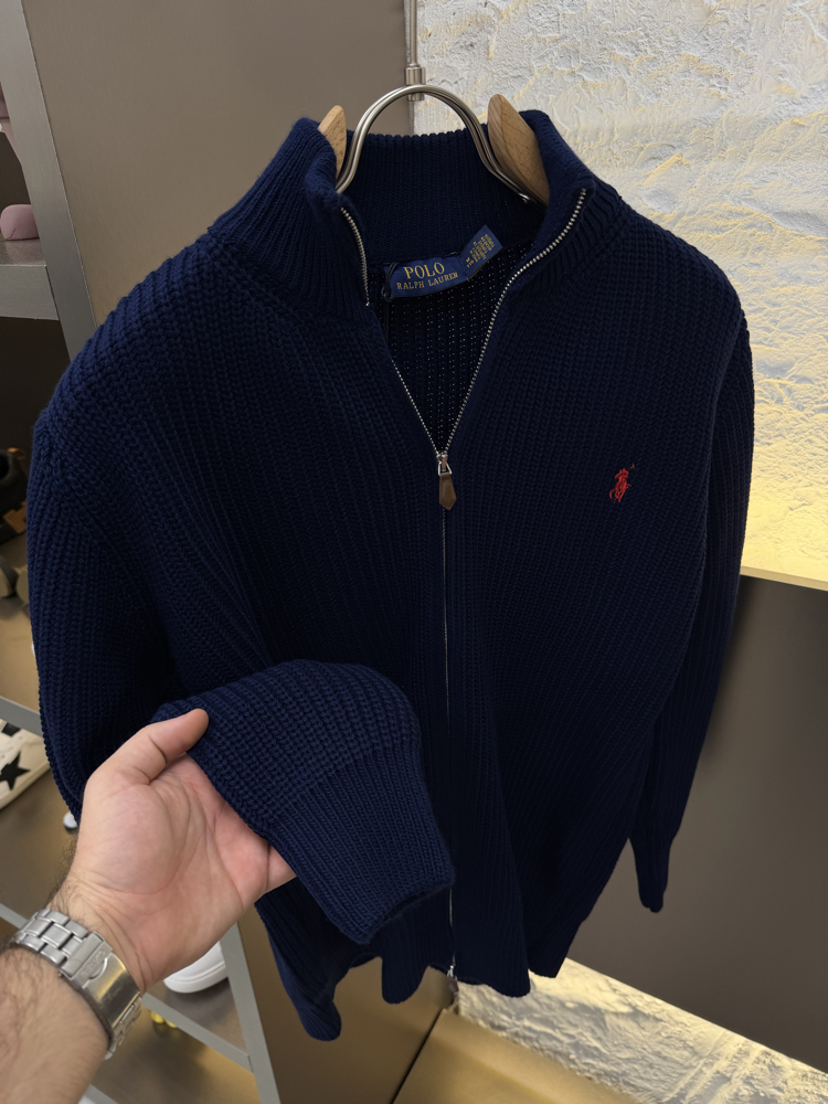 Ralph Lauren İthal Full Zip Örme Triko Hırka (Lacivert)