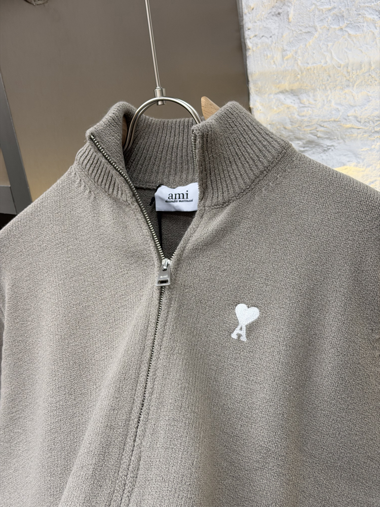 Ami Paris İthal Full Zip Kaşmir Hırka (Krem)