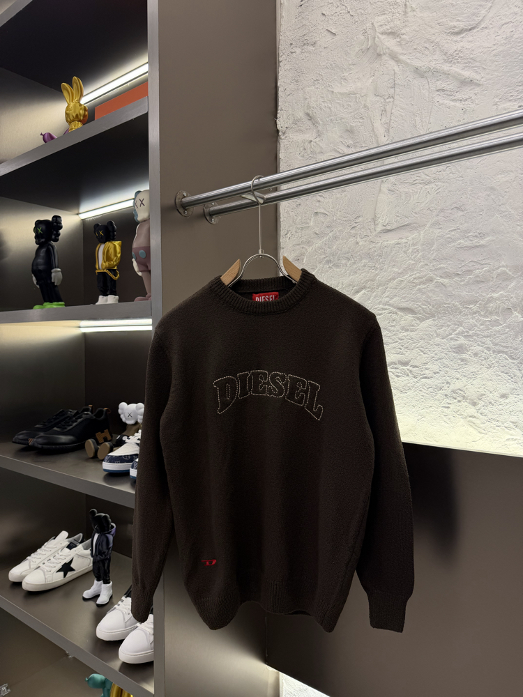 Diesel Premium %100 Pamuk Triko Kazak Kahve