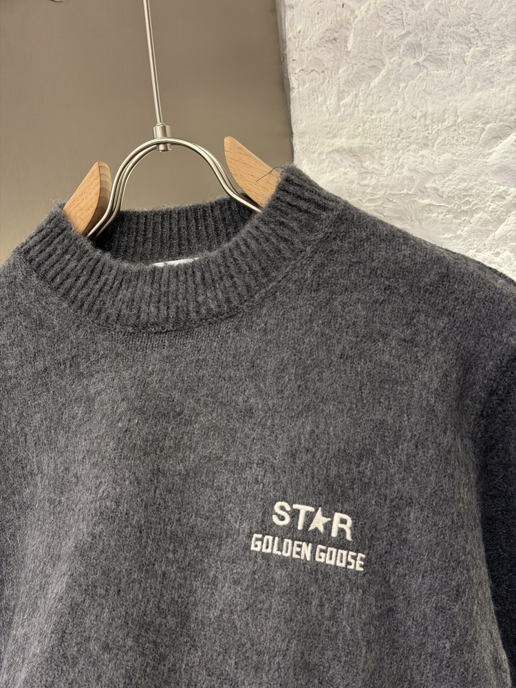 Golden Goose Premium %100 Pamuk Triko Kazak Antrasit