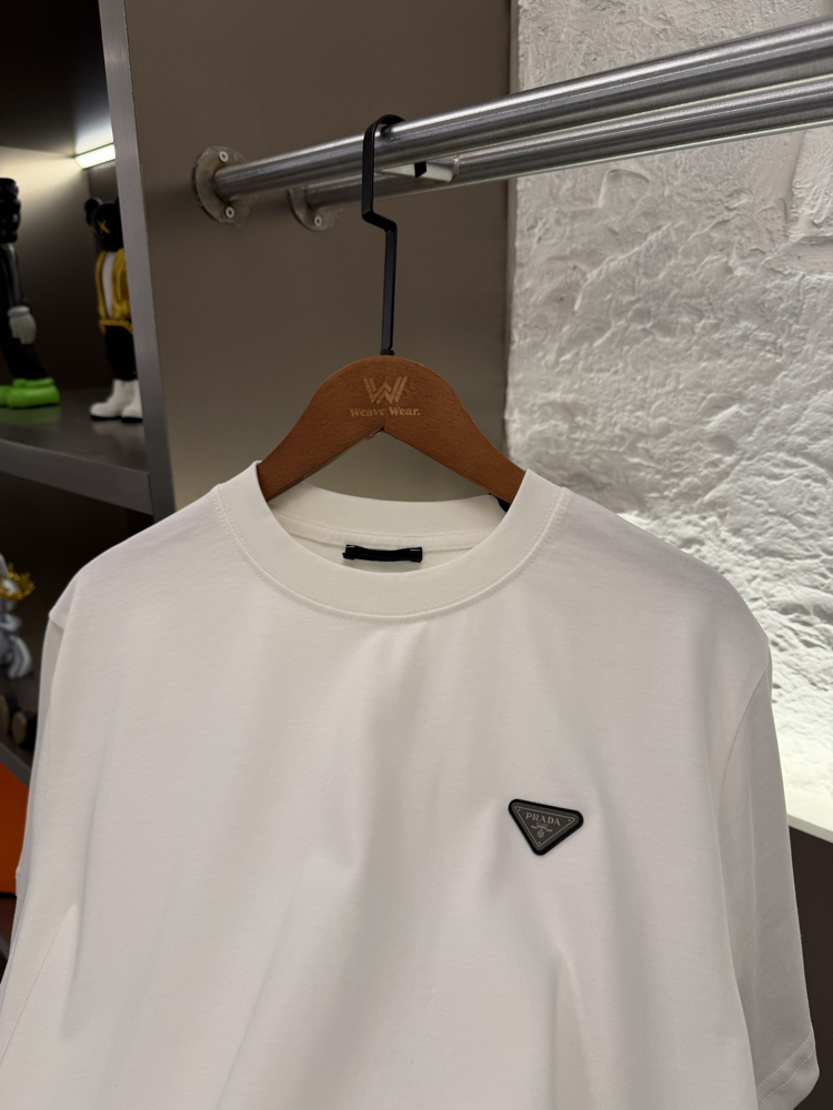Prada Milano Logo Appliquéd %100 Cotton Tshirt