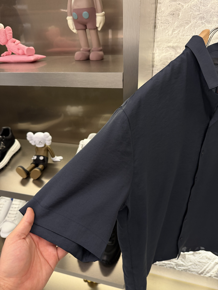 Prada Milano İthal Logo Appliquéd Shirt Gömlek Lacivert