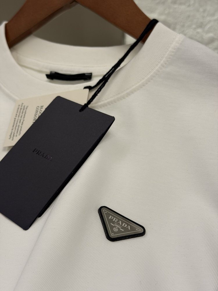 Prada Milano Logo Appliquéd %100 Cotton Tshirt