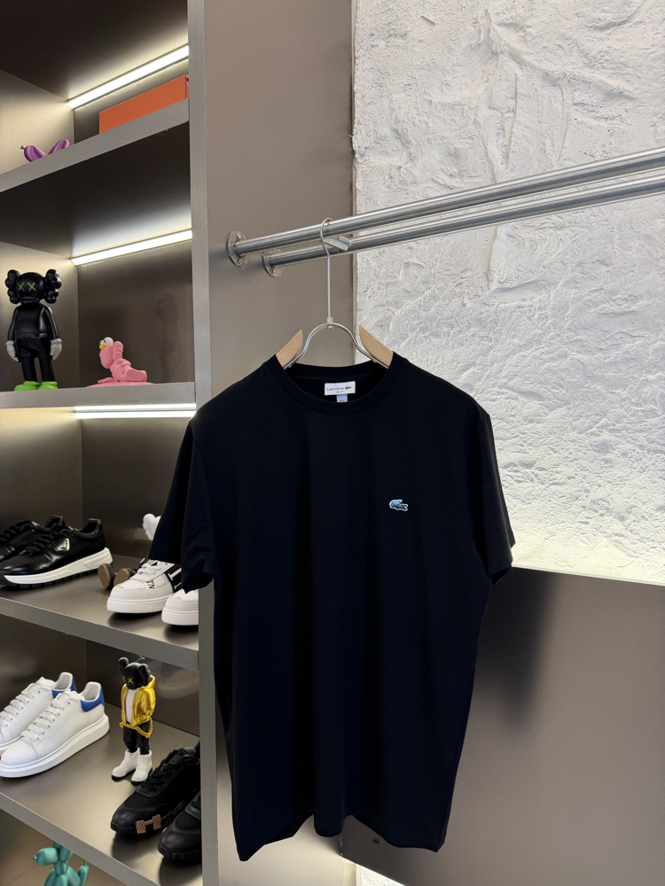 Timsah Logo Appliquéd %100 Cotton Tshirt Siyah