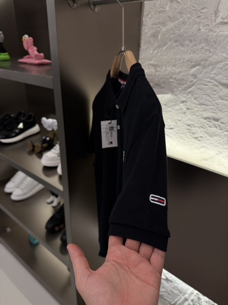 Tommy H. Logo Appliquéd %100 Cotton Polo Tshirt